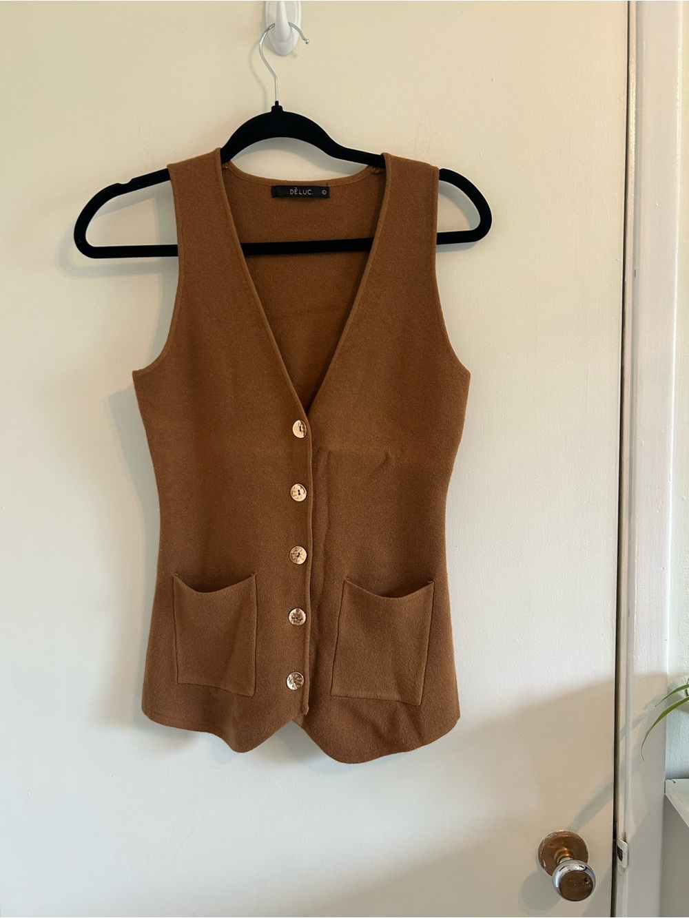 Deluc Brown V-Neck Button-Front Knit Vest